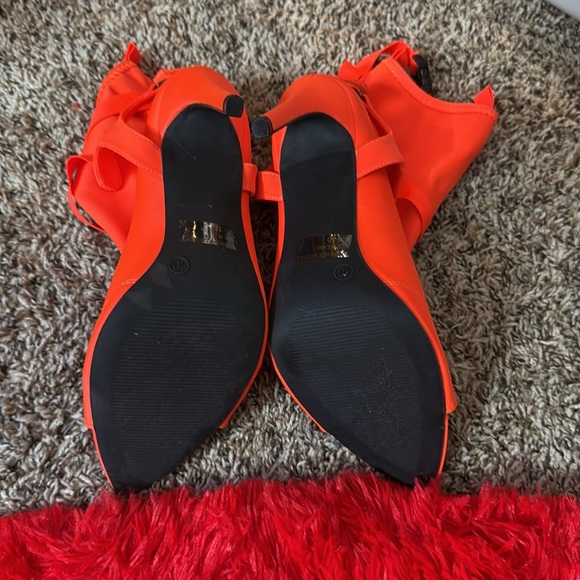 Nice Neon Orange Open Toe Heels - Picture 4 of 7